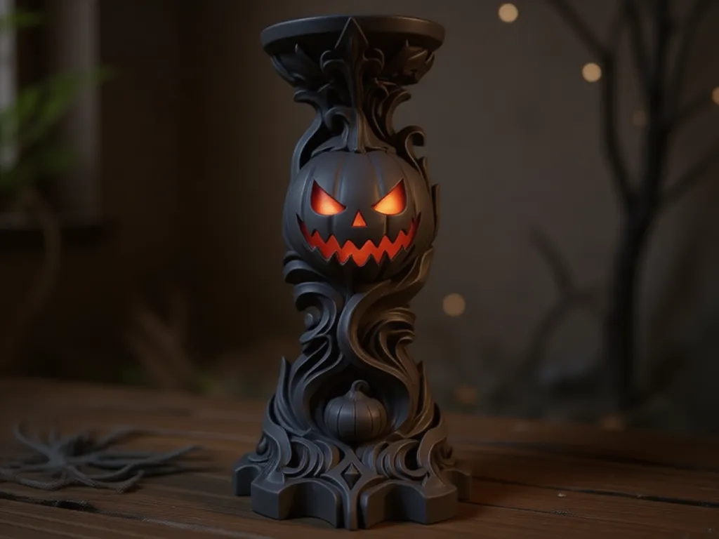 Candelabro de Halloween con calabaza y relieves decorativos